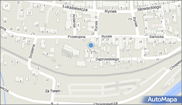 Strzyżów, Dąbrowskiego, 1, mapa Strzyżów