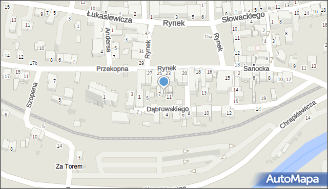 Strzyżów, Dąbrowskiego, 9, mapa Strzyżów