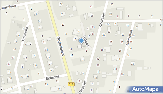 Suszno, Daliowa, 3, mapa Suszno