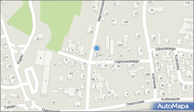 Swarzędz, Dąbrowskiego Jarosława, gen., 11, mapa Swarzędz