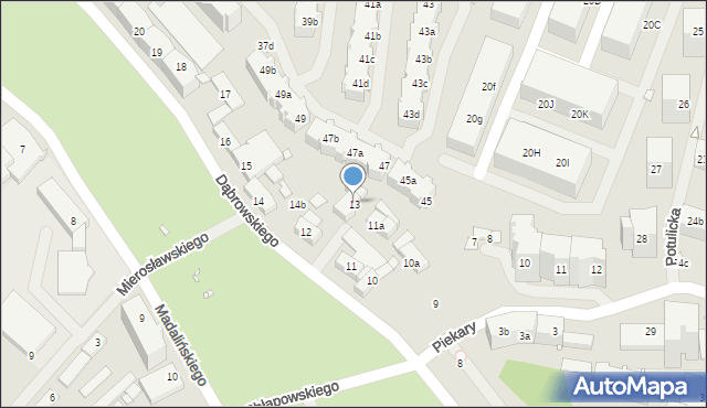 Szczecin, Dąbrowskiego Henryka, gen., 13, mapa Szczecina