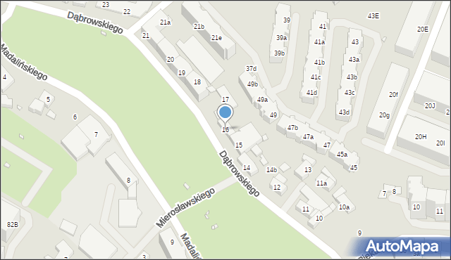 Szczecin, Dąbrowskiego Henryka, gen., 16, mapa Szczecina