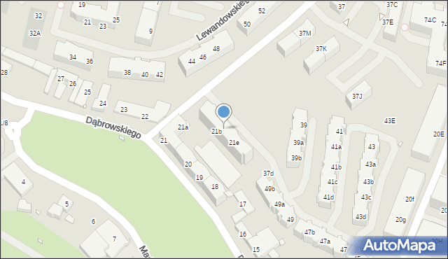 Szczecin, Dąbrowskiego Henryka, gen., 21d, mapa Szczecina
