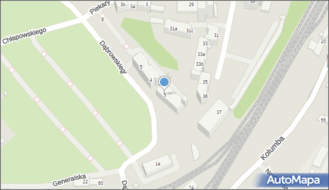 Szczecin, Dąbrowskiego Henryka, gen., 3, mapa Szczecina