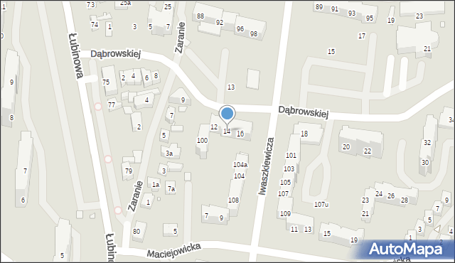 Szczecin, Dąbrowskiej Marii, 14, mapa Szczecina
