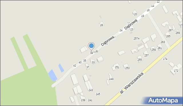 Tarnobrzeg, Dąbrowa, 34, mapa Tarnobrzegu