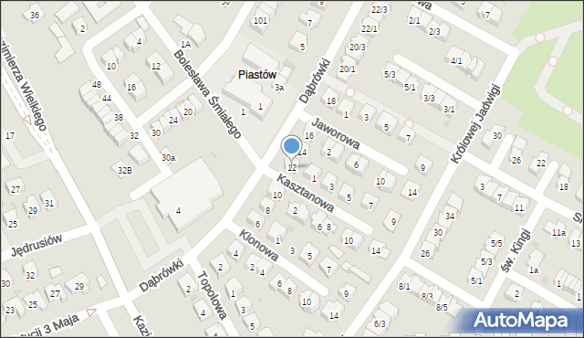 Tarnobrzeg, Dąbrówki, 12, mapa Tarnobrzegu