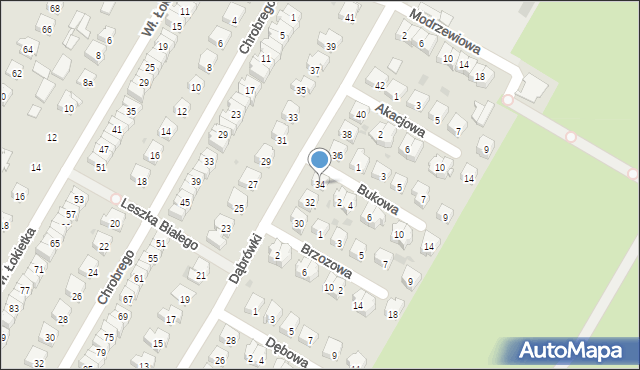 Tarnobrzeg, Dąbrówki, 34, mapa Tarnobrzegu