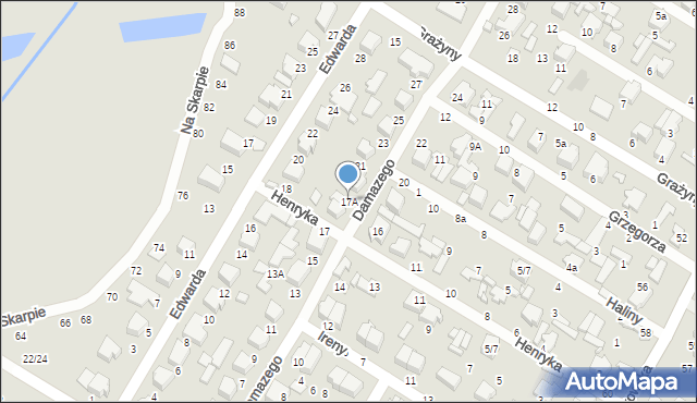 Tomaszów Mazowiecki, Damazego, 17A, mapa Tomaszów Mazowiecki