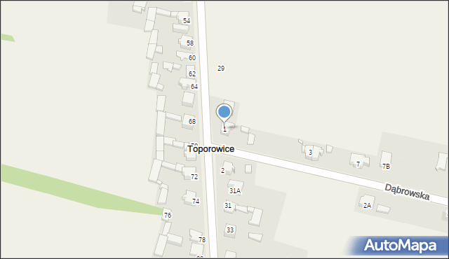 Toporowice, Dąbrowska, 1, mapa Toporowice