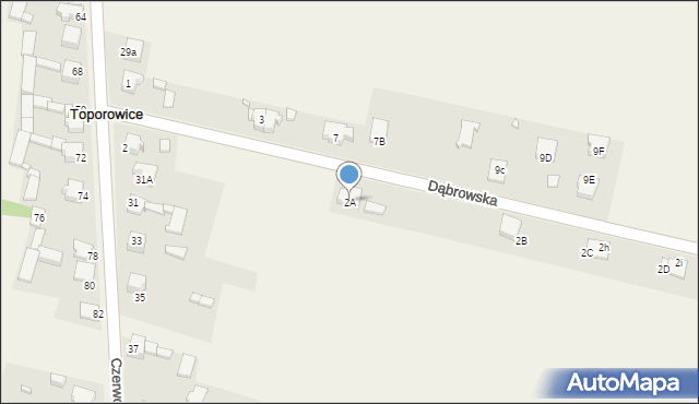 Toporowice, Dąbrowska, 2A, mapa Toporowice