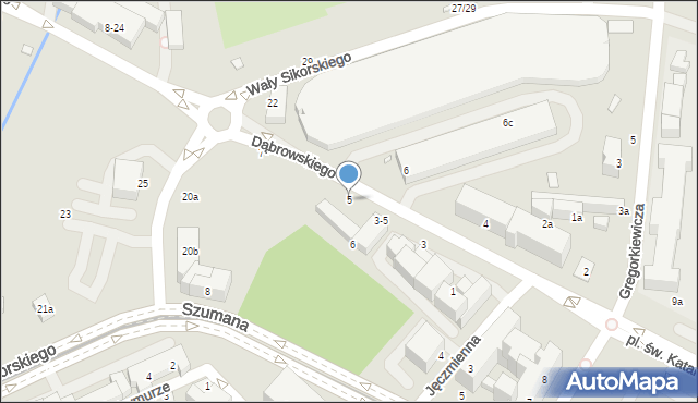 Toruń, Dąbrowskiego Henryka, gen., 5, mapa Torunia