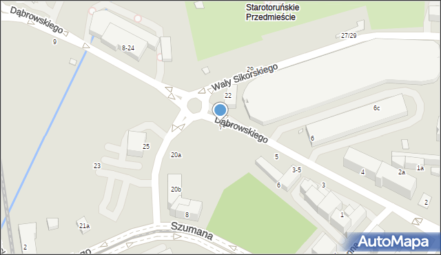 Toruń, Dąbrowskiego Henryka, gen., 7, mapa Torunia