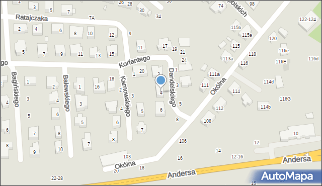 Toruń, Dandelskiego Zdzisława, 4, mapa Torunia