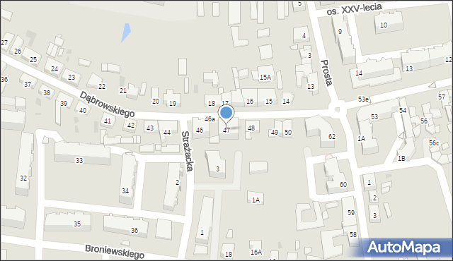 Trzcianka, Dąbrowskiego Henryka, gen., 47, mapa Trzcianka