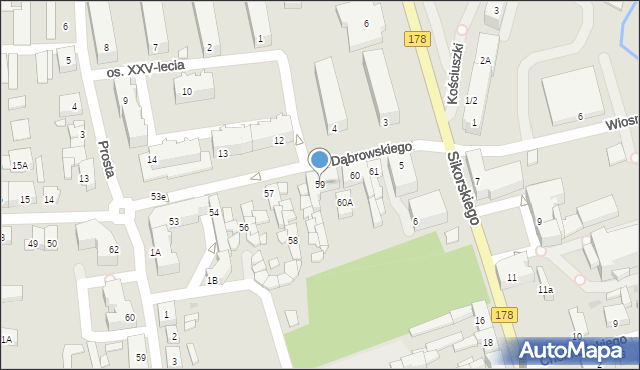 Trzcianka, Dąbrowskiego Henryka, gen., 59, mapa Trzcianka