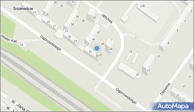 Tychy, Dąbrowskiego Henryka, gen., 29, mapa Tychów
