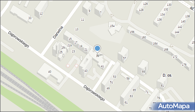 Tychy, Dąbrowskiego Henryka, gen., 39, mapa Tychów