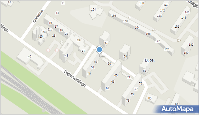 Tychy, Dąbrowskiego Henryka, gen., 55, mapa Tychów