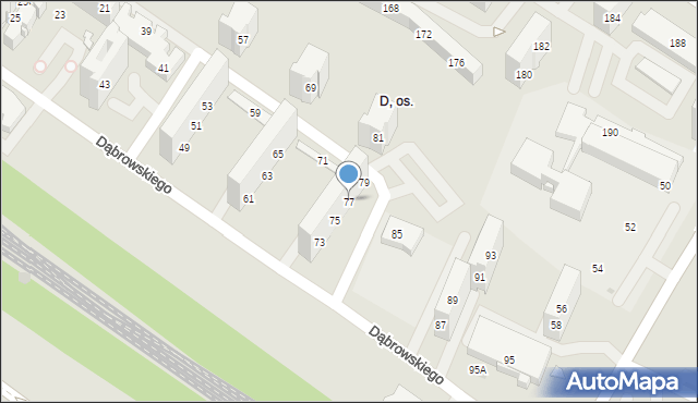 Tychy, Dąbrowskiego Henryka, gen., 77, mapa Tychów