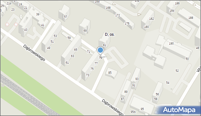 Tychy, Dąbrowskiego Henryka, gen., 79, mapa Tychów