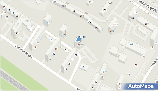 Tychy, Dąbrowskiego Henryka, gen., 81, mapa Tychów