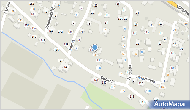 Tychy, Damrota, 132, mapa Tychów