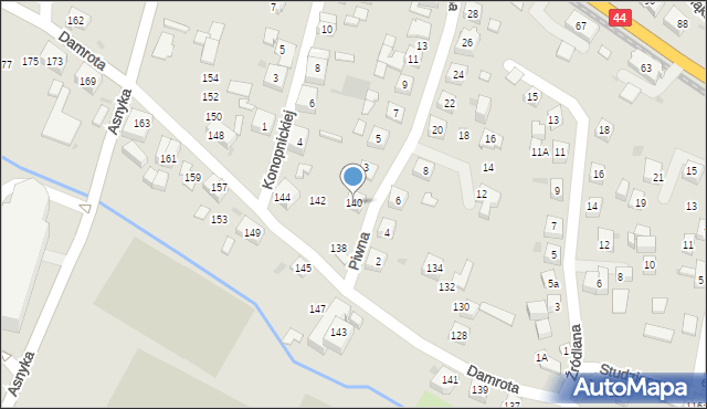 Tychy, Damrota, 140, mapa Tychów