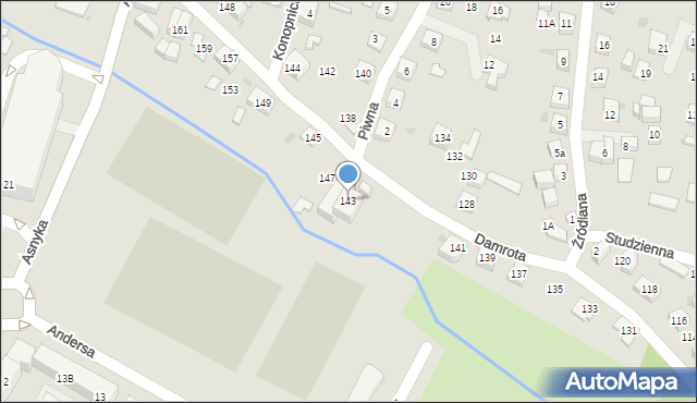 Tychy, Damrota, 143, mapa Tychów