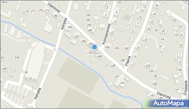 Tychy, Damrota, 151, mapa Tychów