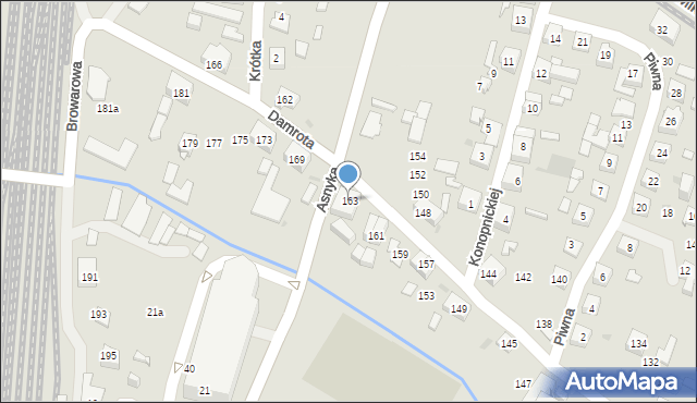 Tychy, Damrota, 163, mapa Tychów