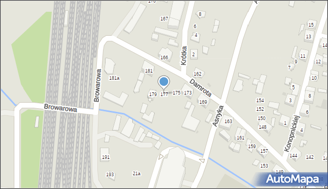 Tychy, Damrota, 177, mapa Tychów
