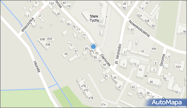 Tychy, Damrota, 61, mapa Tychów