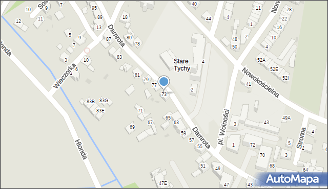 Tychy, Damrota, 73, mapa Tychów