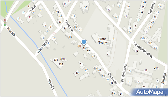 Tychy, Damrota, 79, mapa Tychów