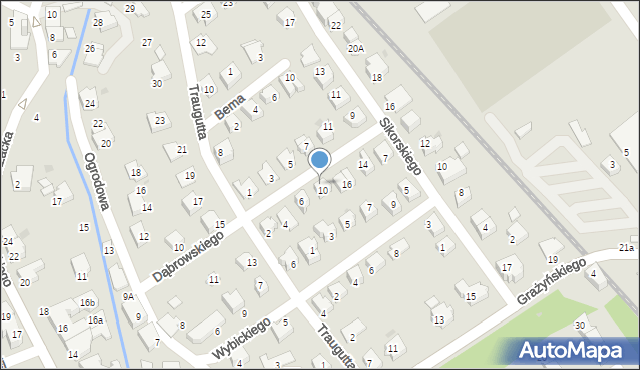 Ustroń, Dąbrowskiego, 8, mapa Ustroń
