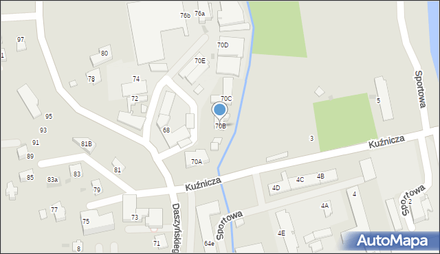 Ustroń, Daszyńskiego Ignacego, 70B, mapa Ustroń