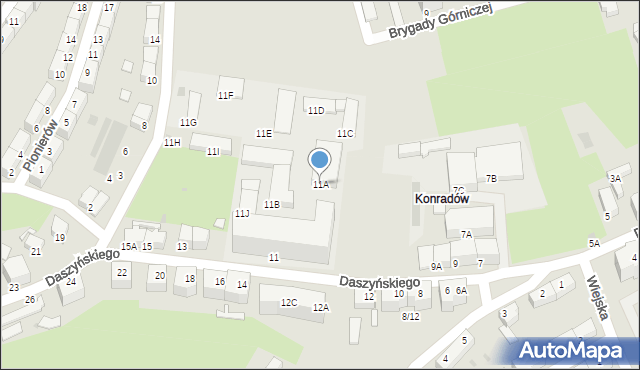 Wałbrzych, Daszyńskiego Ignacego, 11A, mapa Wałbrzycha