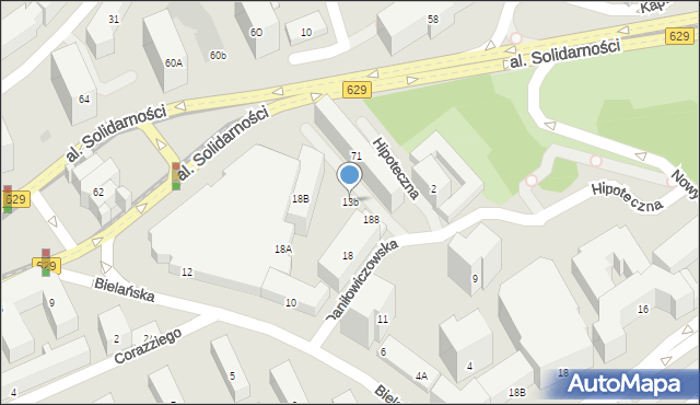 Warszawa, Daniłowiczowska, 13b, mapa Warszawy