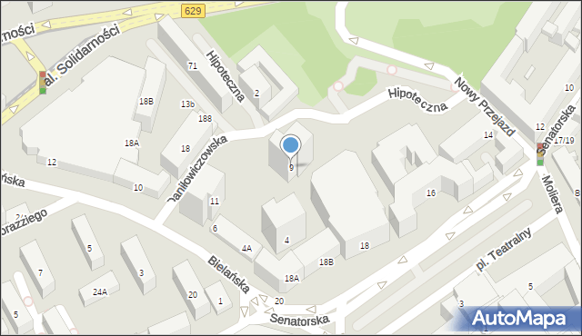 Warszawa, Daniłowiczowska, 9, mapa Warszawy