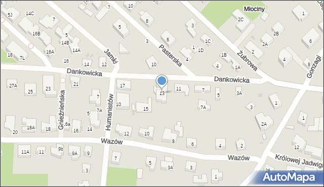 Warszawa, Dankowicka, 13, mapa Warszawy