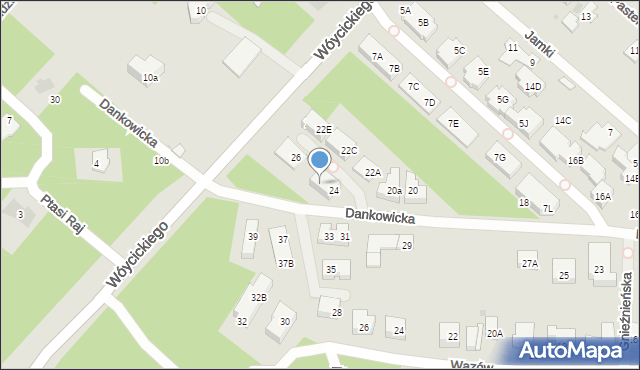 Warszawa, Dankowicka, 24B, mapa Warszawy