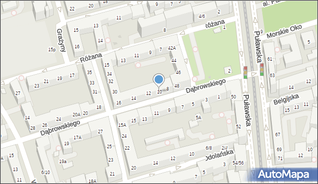 Warszawa, Dąbrowskiego Jarosława, gen., 10, mapa Warszawy