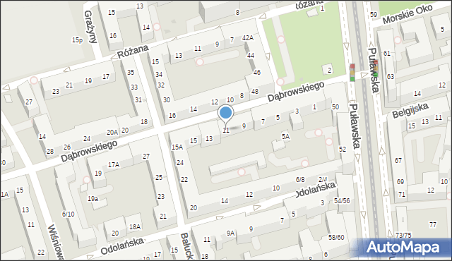 Warszawa, Dąbrowskiego Jarosława, gen., 11, mapa Warszawy