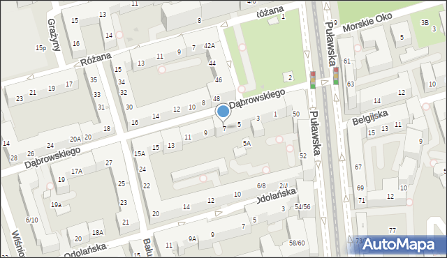 Warszawa, Dąbrowskiego Jarosława, gen., 7, mapa Warszawy