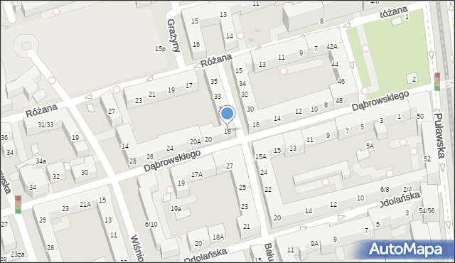 Warszawa, Dąbrowskiego Jarosława, gen., 18, mapa Warszawy