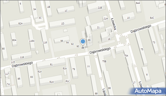 Warszawa, Dąbrowskiego Jarosława, gen., 88, mapa Warszawy
