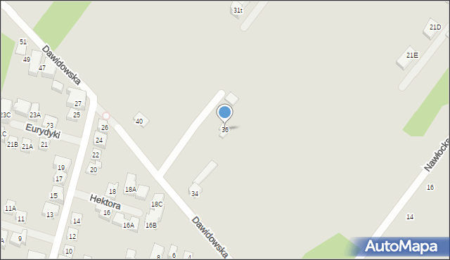 Warszawa, Dawidowska, 36, mapa Warszawy