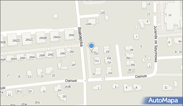 Warszawa, Danusi, 33d, mapa Warszawy