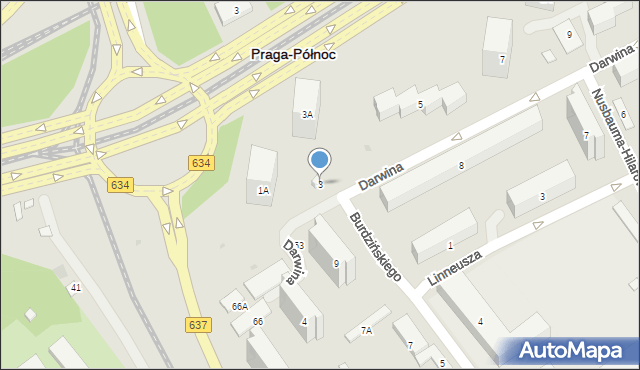 Warszawa, Darwina Karola, 3, mapa Warszawy